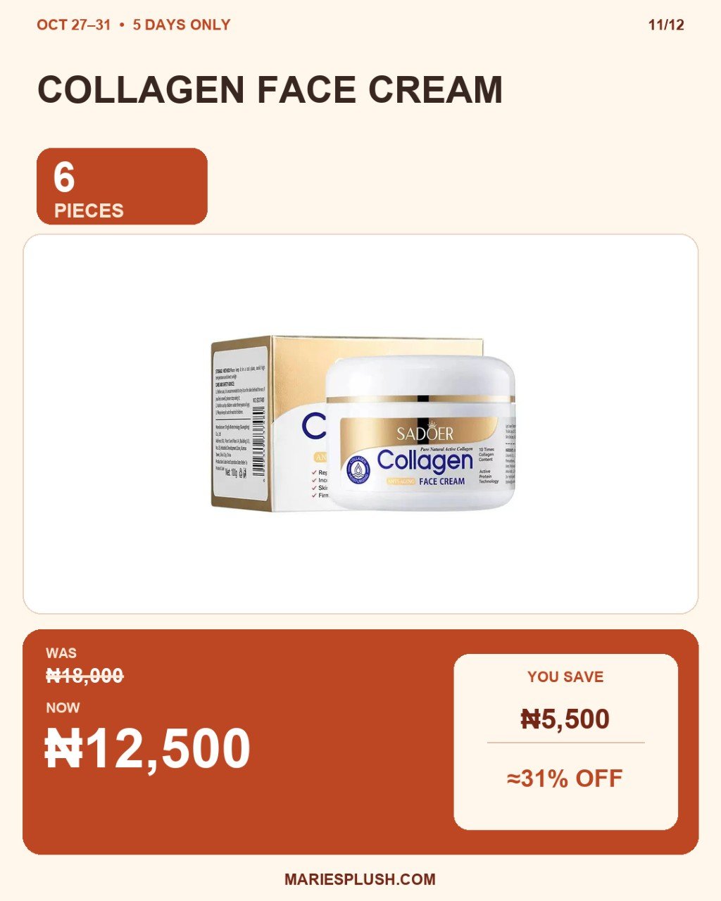 6PCS COLLAGEN FACE CREAM